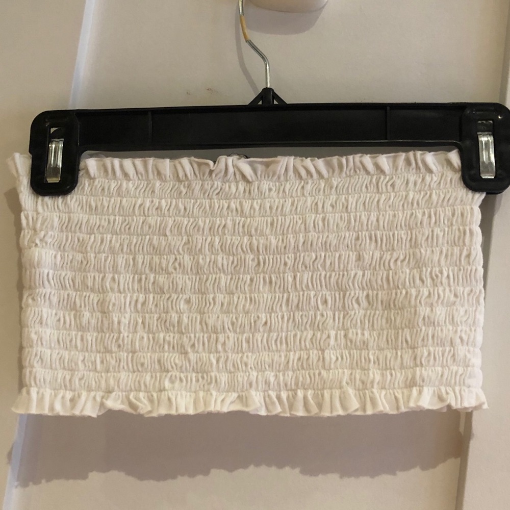 Brandy Melville white scrunched bandeau top